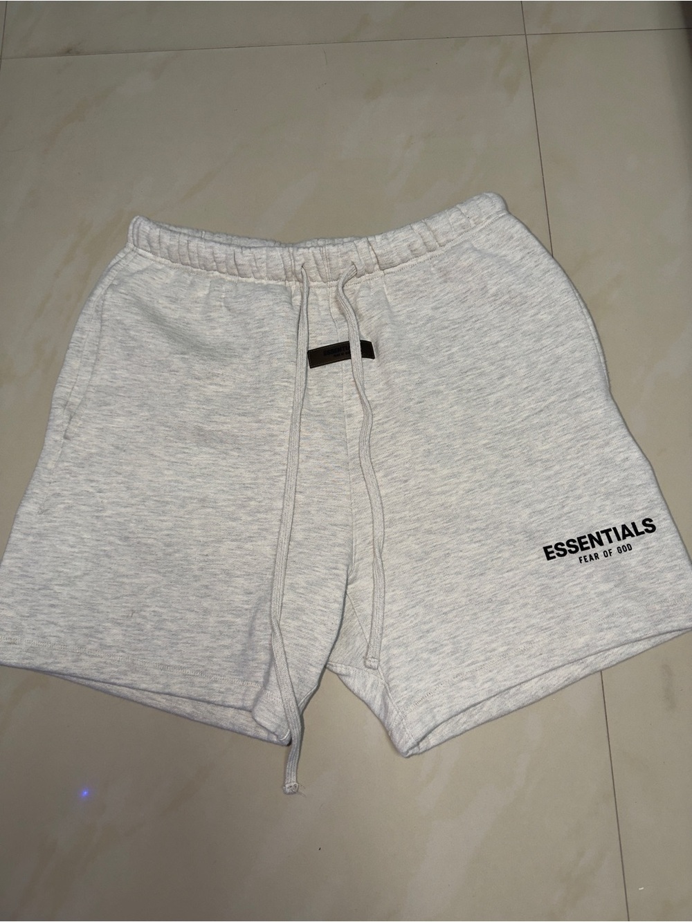 Fear of God Essentials Heather Cream Athletic Shorts with Drawstring